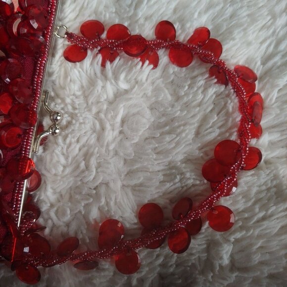 La Regale Gemstone Ruby Red Fun Sparkly Mini Dark Romantic Hand Bag - Picture 9 of 10